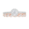 Thumbnail Image 4 of 0.45 CT. T.W. Diamond Frame Twist Shank Bridal Set in 10K Rose Gold