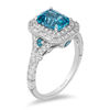 Thumbnail Image 2 of Enchanted Disney Cinderella London Blue Topaz and 0.69 CT. T.W. Diamond Double Frame Engagement Ring in 14K White Gold