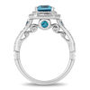 Thumbnail Image 2 of Enchanted Disney Cinderella London Blue Topaz and 0.69 CT. T.W. Diamond Double Frame Engagement Ring in 14K White Gold