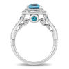 Thumbnail Image 3 of Enchanted Disney Cinderella London Blue Topaz and 0.69 CT. T.W. Diamond Double Frame Engagement Ring in 14K White Gold