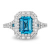Thumbnail Image 4 of Enchanted Disney Cinderella London Blue Topaz and 0.69 CT. T.W. Diamond Double Frame Engagement Ring in 14K White Gold