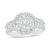 Thumbnail Image 1 of 1.09 CT. T.W. Composite Diamond Frame Three Stone Engagement Ring in 14K White Gold