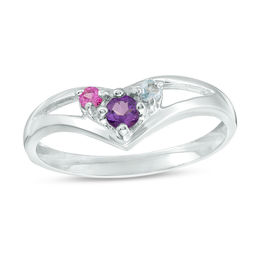 Mother's Birthstone Chevron Split Shank Ring (3 Stones)