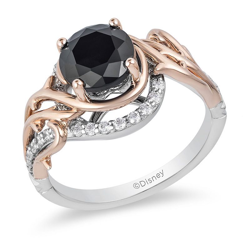 Enchanted Disney Villains Maleficent 2.00 CT. T.W. Black Diamond Thorn Engagement Ring in 14K Two-Tone Gold