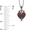 Thumbnail Image 2 of Enchanted Disney Villains Evil Queen Garnet and Black Diamond Accent Pendant in Sterling Silver with Black Rhodium - 19"