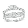 Thumbnail Image 0 of 0.29 CT. T.W. Baguette and Round Diamond Fan Ring Solitaire Enhancer in 10K White Gold