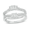 Thumbnail Image 1 of 0.29 CT. T.W. Baguette and Round Diamond Fan Ring Solitaire Enhancer in 10K White Gold