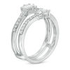 Thumbnail Image 2 of 0.29 CT. T.W. Baguette and Round Diamond Fan Ring Solitaire Enhancer in 10K White Gold