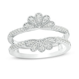 0.23 CT. T.W. Diamond Vintage-Style Floral Ring Solitaire Enhancer in 10K White Gold