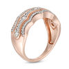 Thumbnail Image 1 of 0.45 CT. T.W. Diamond Multi-Row Concave Vintage-Style Band in 10K Rose Gold