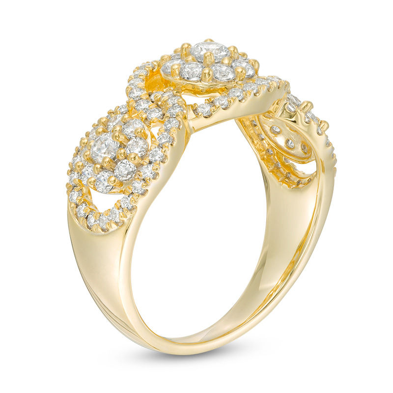 0.95 CT. T.W. Composite Diamond Three Stone Frame Ring in 10K Gold