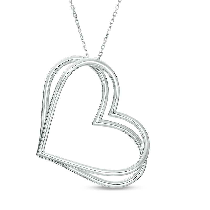 The Kindred Heart from Vera Wang Love Collection Tilted Pendant in Sterling Silver - 19"