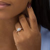 Thumbnail Image 1 of 0.45 CT. T.W. Princess-Cut Diamond Double Cushion Frame Twist Split Shank Engagement Ring in 10K Rose Gold