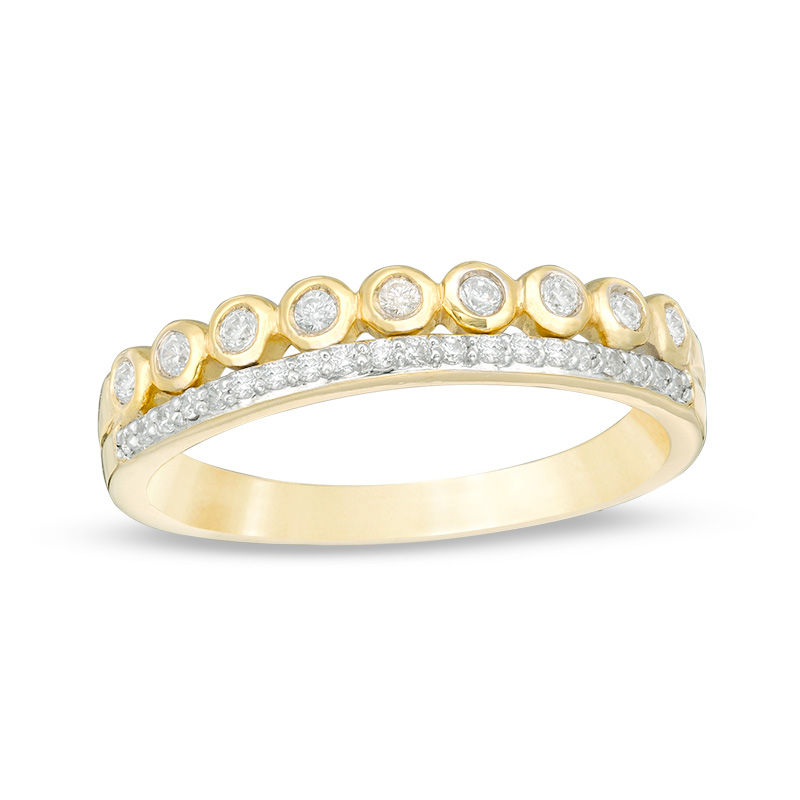 0.18 CT. T.W. Diamond Two Row Stackable Band in 10K Gold