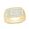 Thumbnail Image 0 of Men's 0.58 CT. T.W.  Diamond Square Composite Three Stone Ring in 10K Gold