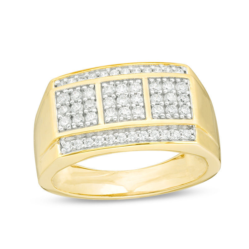 Men's 0.58 CT. T.W.  Diamond Square Composite Three Stone Ring in 10K Gold