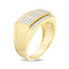 Thumbnail Image 1 of Men's 0.58 CT. T.W.  Diamond Square Composite Three Stone Ring in 10K Gold