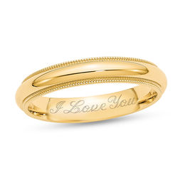 4.0mm Milgrain Edge Comfort-Fit Engravable Wedding Band (1 Line)