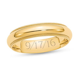 5.0mm Milgrain Edge Comfort-Fit Engravable Wedding Band (1 Line)