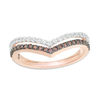 Thumbnail Image 0 of 0.45 CT. T.W. Enhanced Champagne and White Diamond Two Row Chevron Band in 10K Rose Gold