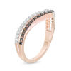 Thumbnail Image 2 of 0.45 CT. T.W. Enhanced Champagne and White Diamond Two Row Chevron Band in 10K Rose Gold