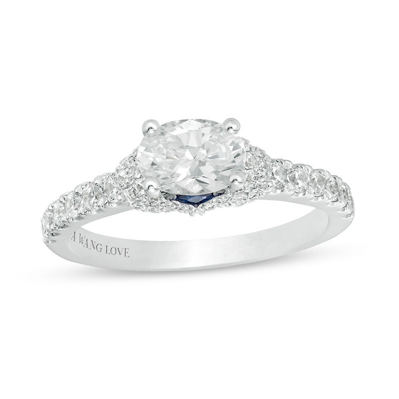 Vera Wang Love Collection 1.23 CT. T.W. Oval Diamond Collar Engagement Ring in 14K White Gold|Peoples Jewellers