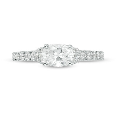 Vera Wang Love Collection 1.23 CT. T.W. Oval Diamond Collar Engagement Ring in 14K White Gold