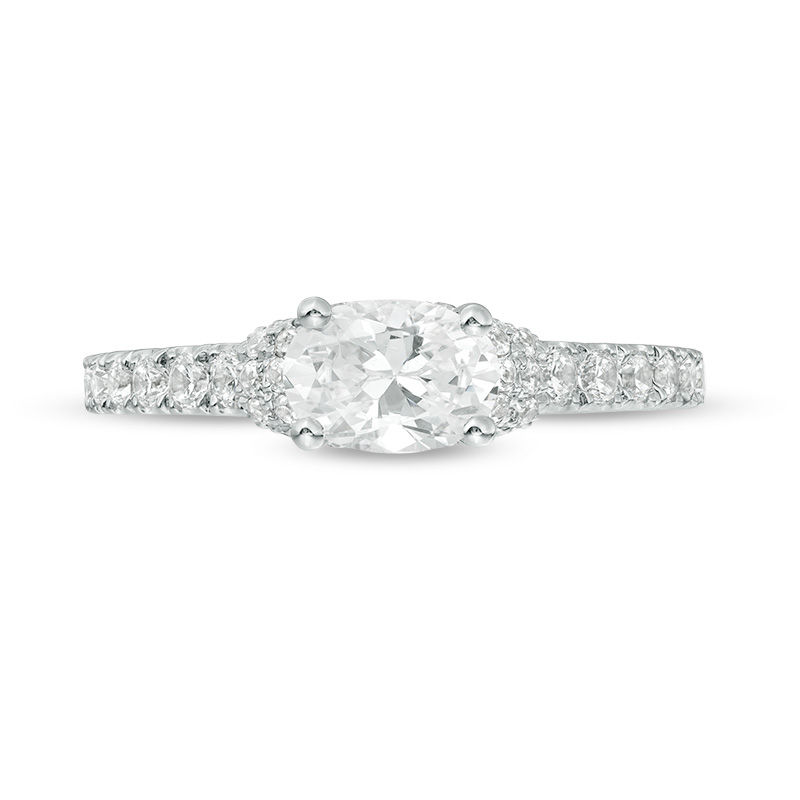 Main Image 3 of Vera Wang Love Collection 1.23 CT. T.W. Oval Diamond Collar Engagement Ring in 14K White Gold