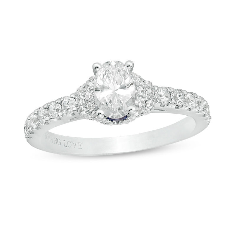 Vera Wang Love Collection 0.95 CT. T.W. Oval Diamond Collar Engagement ...