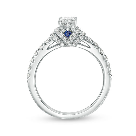 Vera Wang Love Collection 0.95 CT. T.W. Oval Diamond Collar Engagement Ring in 14K White Gold