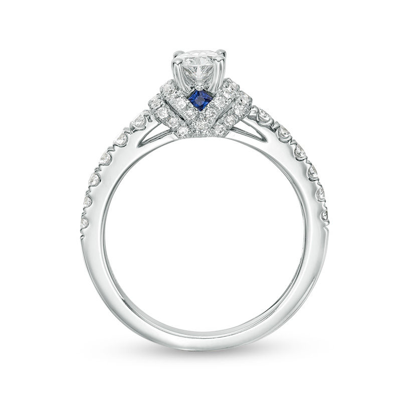 Main Image 4 of Vera Wang Love Collection 0.95 CT. T.W. Oval Diamond Collar Engagement Ring in 14K White Gold