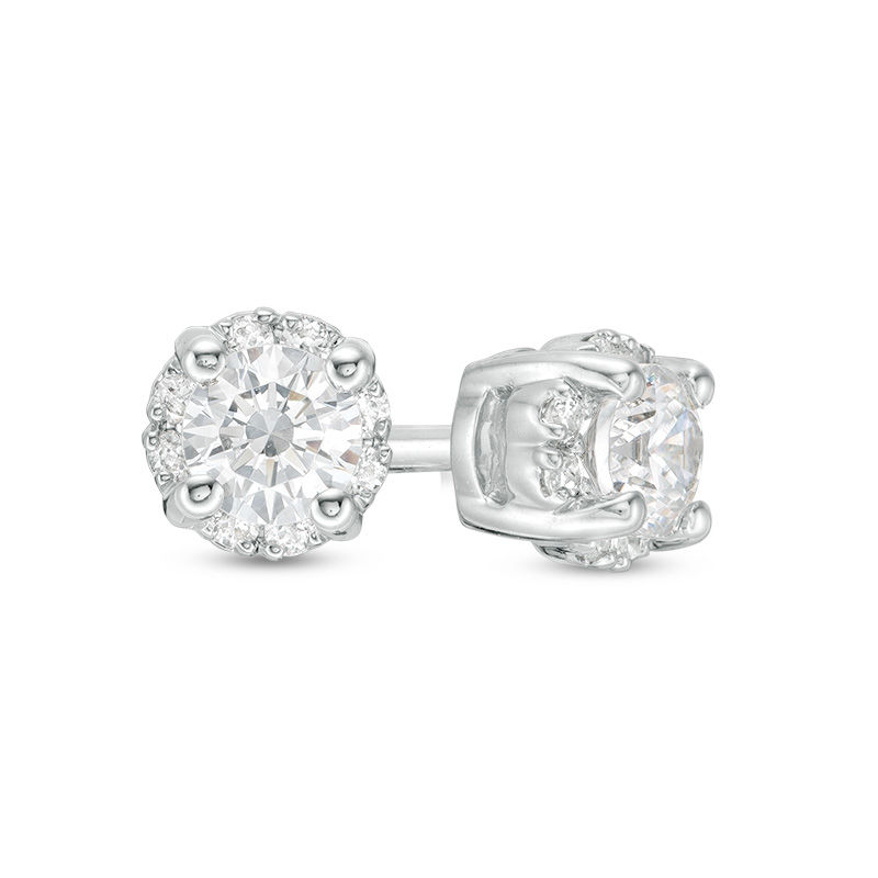 0.30 CT. T.W. Canadian Certified Diamond Frame Stud Earrings in 14K White Gold (I/I2)