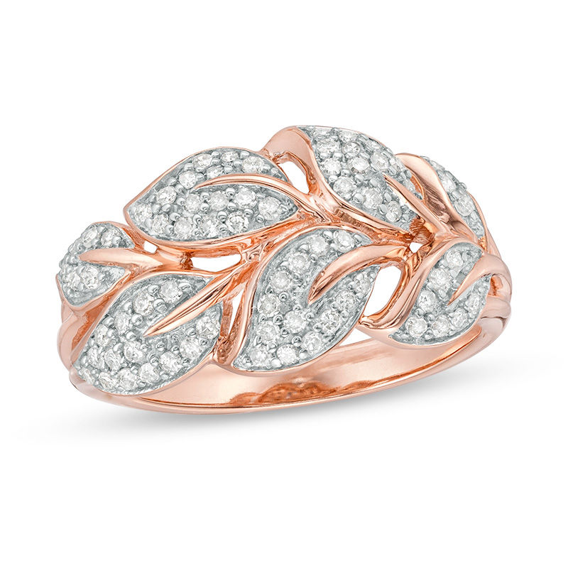 0.30 CT. T.W. Diamond Leaf and Vine Ring in 10K Rose Gold|Peoples Jewellers