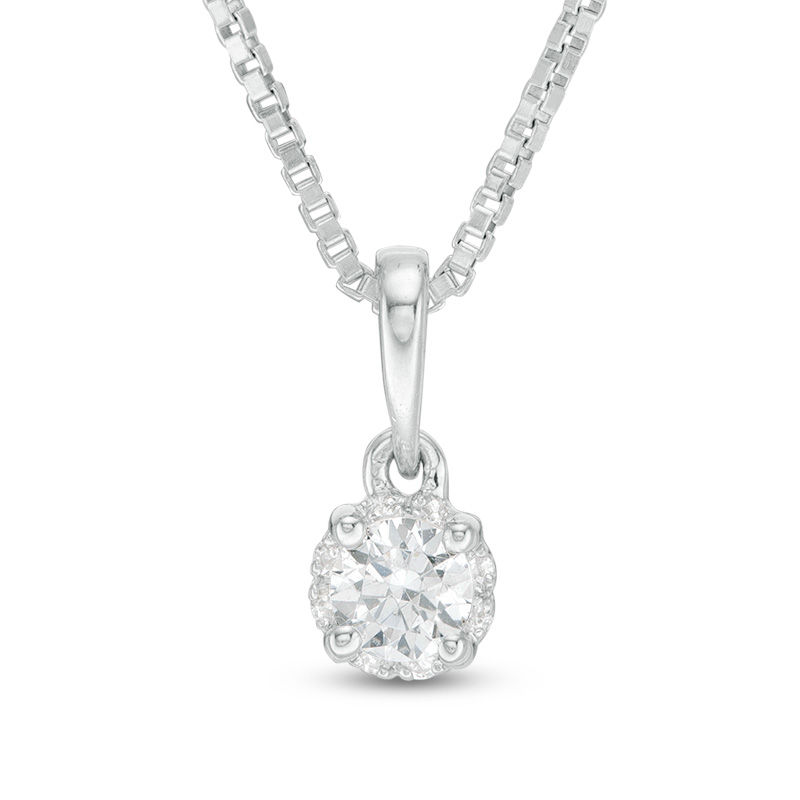 Main Image 1 of 0.13 CT. T.W. Certified Canadian Diamond Frame Pendant in 14K White Gold (I/I2)