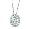 Thumbnail Image 0 of 0.115 CT. T.W. Composite Diamond Oval Frame Pendant in 10K White Gold