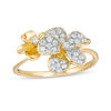 Thumbnail Image 0 of 0.40 CT. T.W. Diamond Double-Flower Ring in 10K Gold