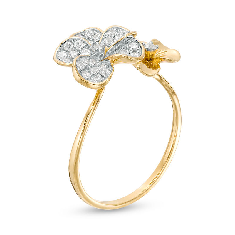 0.40 CT. T.W. Diamond Double-Flower Ring in 10K Gold