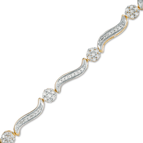 0.62 CT. T.W. Composite Diamond Twist Link Bracelet in 10K Gold - 7.25"