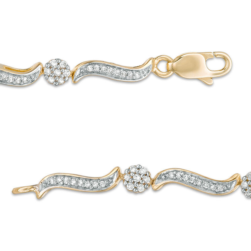 Main Image 3 of 0.62 CT. T.W. Composite Diamond Twist Link Bracelet in 10K Gold - 7.25"