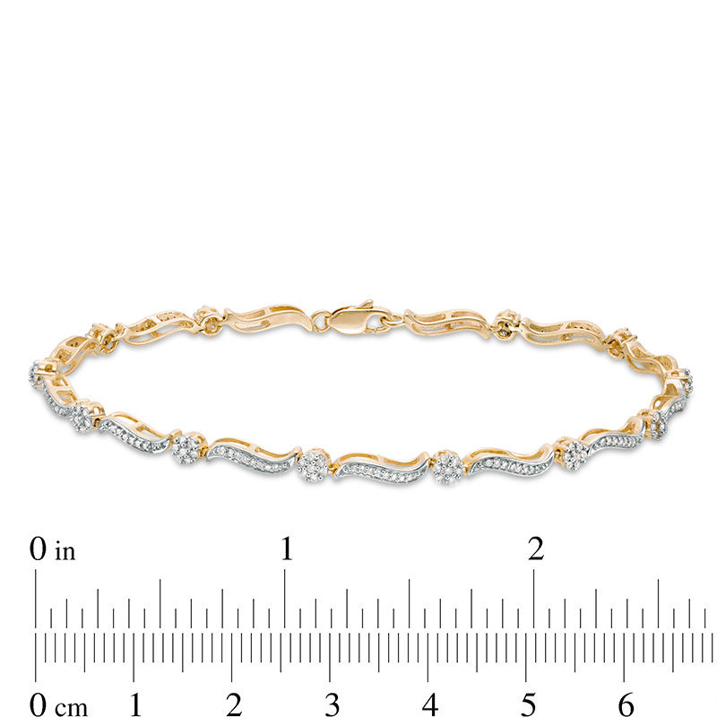 Main Image 4 of 0.62 CT. T.W. Composite Diamond Twist Link Bracelet in 10K Gold - 7.25"