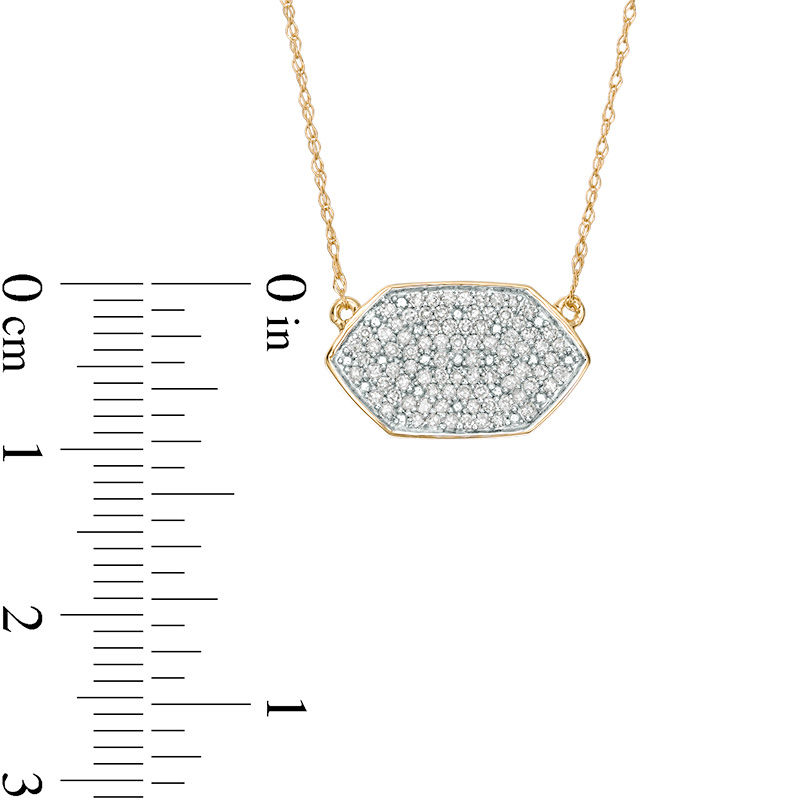Main Image 3 of 0.24 CT. T.W. Diamond Elongated Hexagon Necklace in 10K Gold - 19.5"