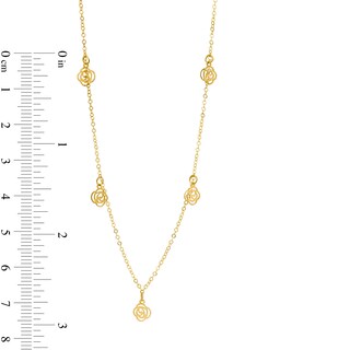 Rose Cut-Out Station Necklace in 14K Gold