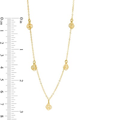 Rose Cut-Out Station Necklace in 14K Gold