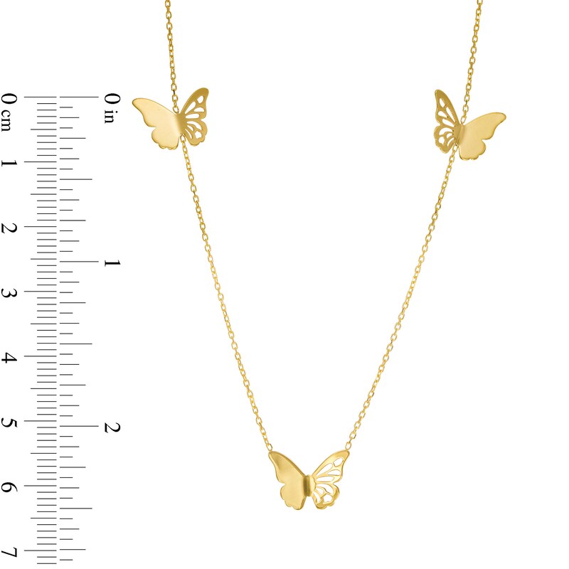 Main Image 3 of Triple Butterfly Station Necklace in 14K Gold
