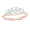 1.97 CT. T.W. Cushion-Cut Diamond Past Present Future® Engagement Ring in 14K Rose Gold