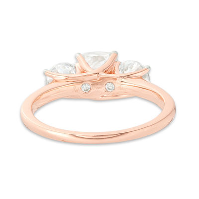 1.97 CT. T.W. Cushion-Cut Diamond Past Present Future® Engagement Ring in 14K Rose Gold