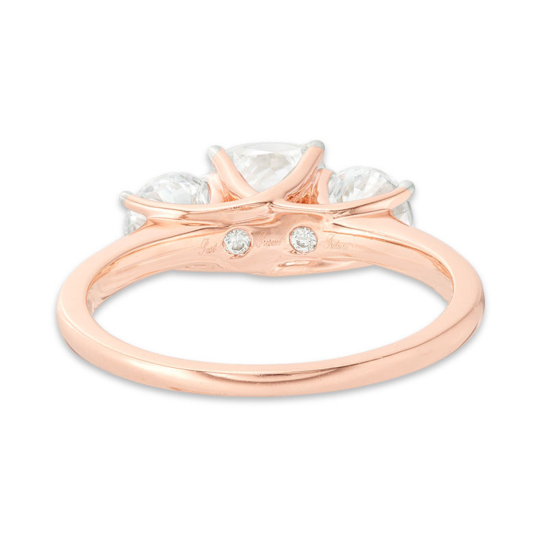 1.97 CT. T.W. Cushion-Cut Diamond Past Present Future® Engagement Ring in 14K Rose Gold