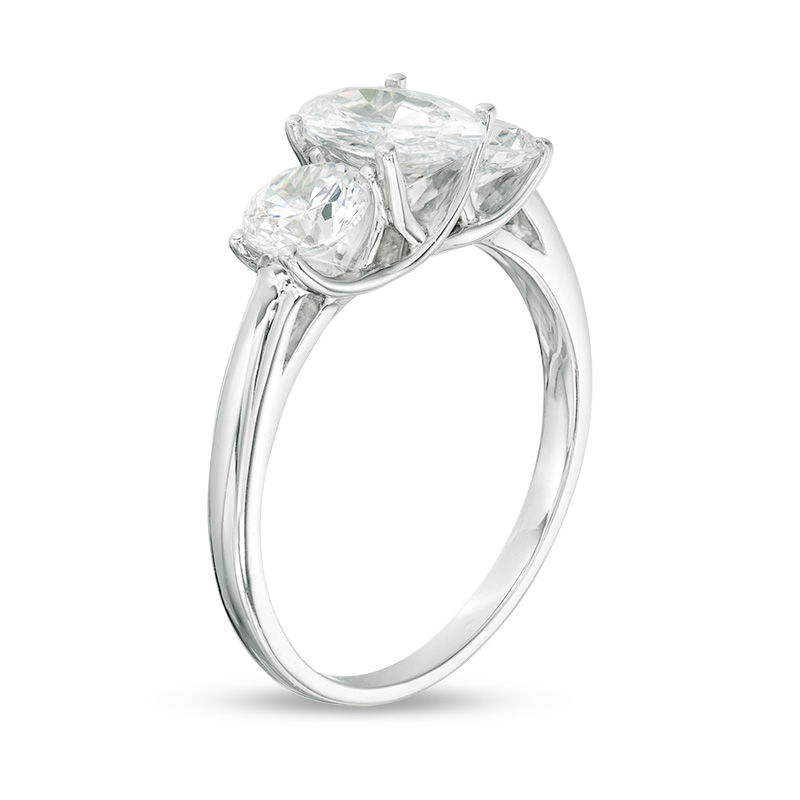 Main Image 3 of 1.95 CT. T.W. Oval Diamond Past Present Future® Engagement Ring in 14K White Gold