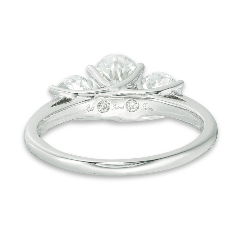 Main Image 4 of 1.95 CT. T.W. Oval Diamond Past Present Future® Engagement Ring in 14K White Gold
