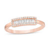 Thumbnail Image 0 of 0.16 CT. T.W. Baguette and Round Diamond Sideways Rectangular Frame Ring in 10K Rose Gold